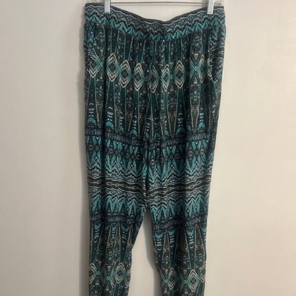Aeropostale Green/Blue Aztec print drawstring jogger pants, size XL - Picture 1 of 4